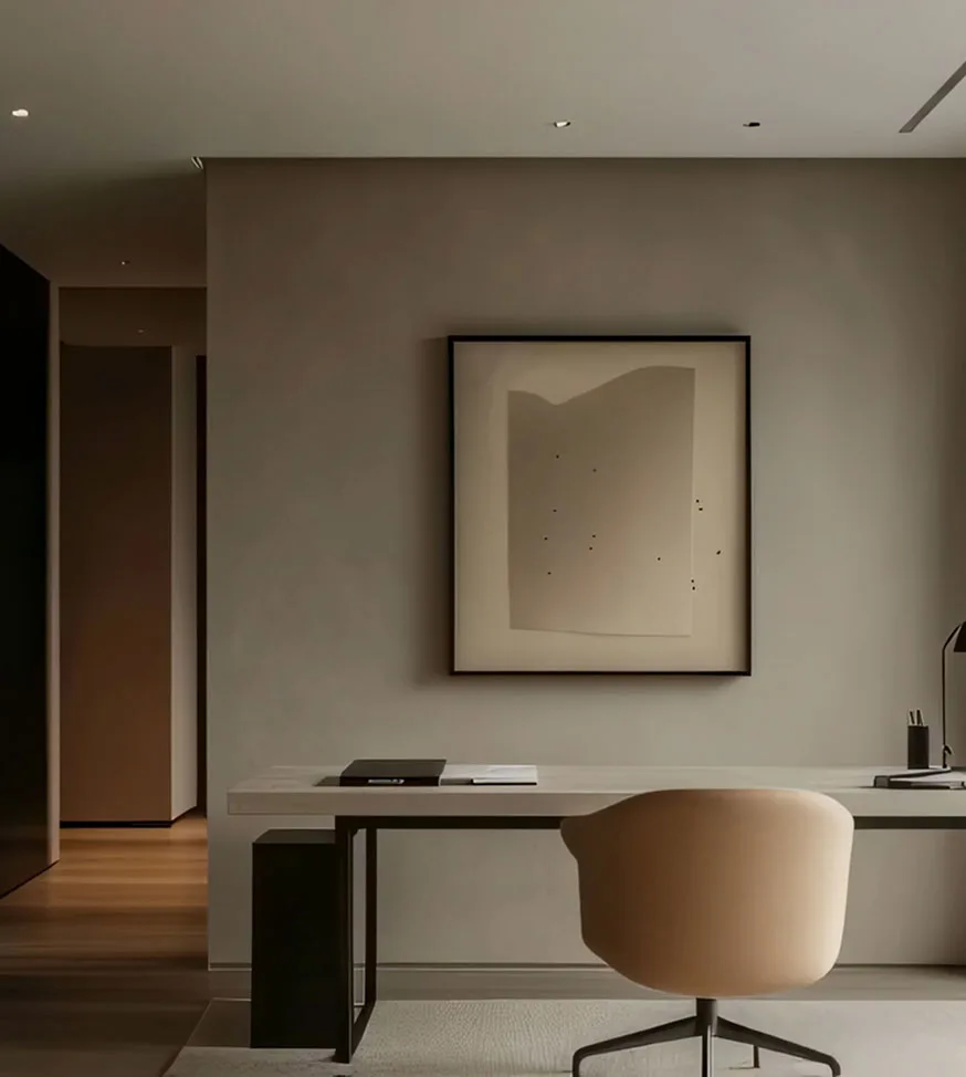 Abstract Art in Minimalist Workspace